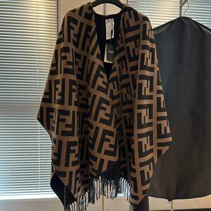 Fendi FF Reversible Cashmere Cape Shawl